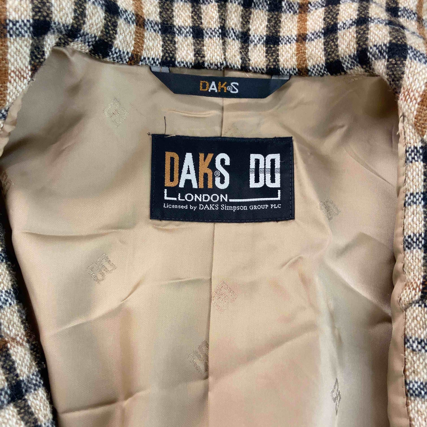 Daks ダックス レディース ダッフルコート　ヘリンボーン柄　毛100％　ブラウン