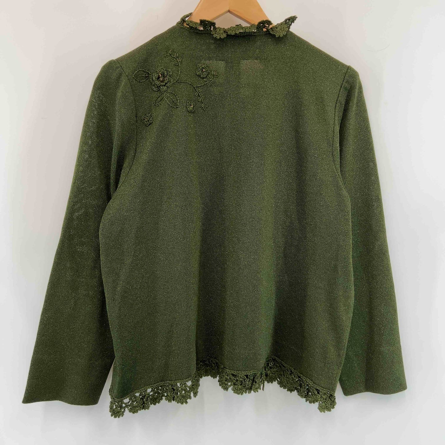 斎藤都世子 サイトウ トヨコ レディース カーディガン グリーン 花柄 Vネック