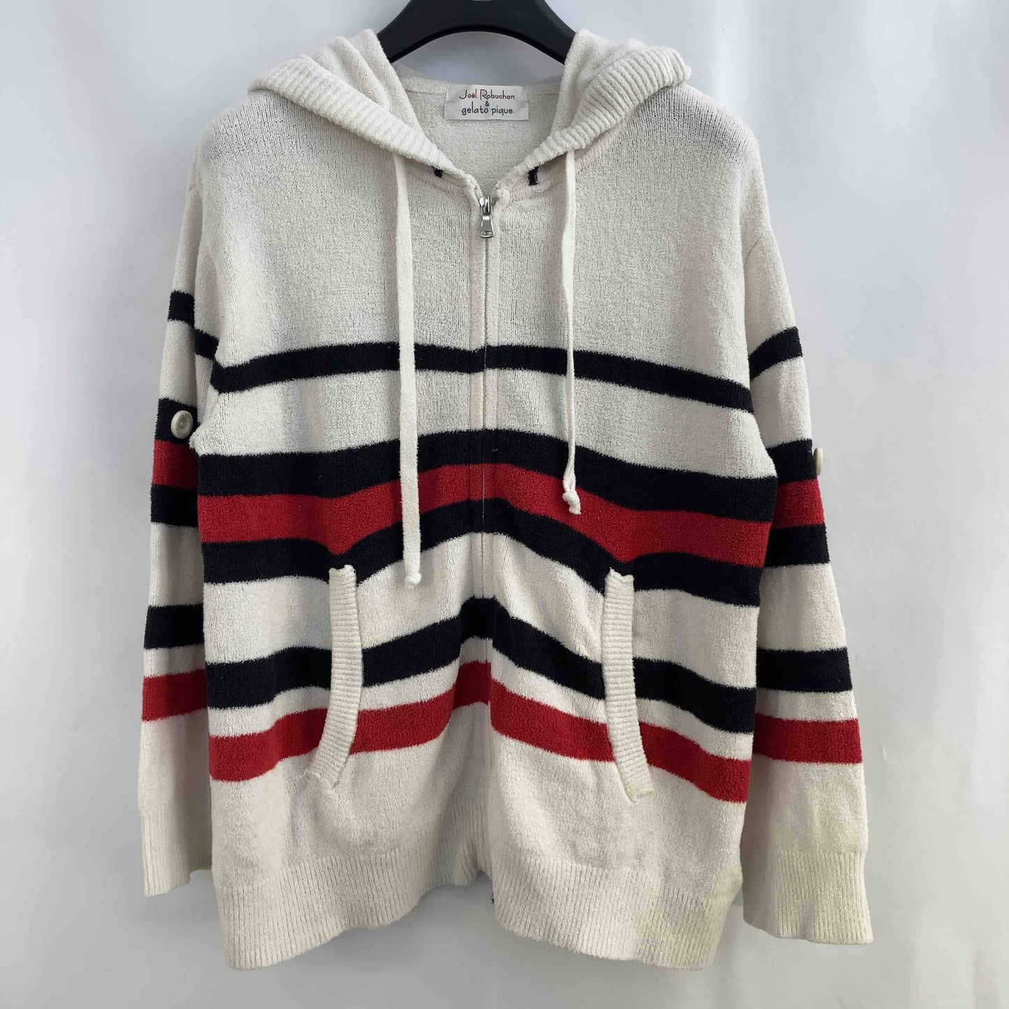 Joel Robuchon gelato pique ジョエルロブション ジェラートピケ レディース パーカー 白色 紺x赤ボーダー tk