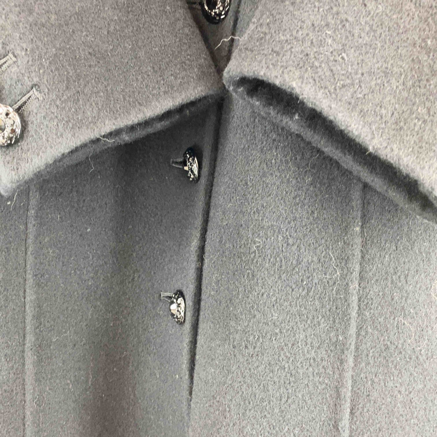 伊太利屋 イタリヤ レディース チェスターコート 黒 アンゴラ混