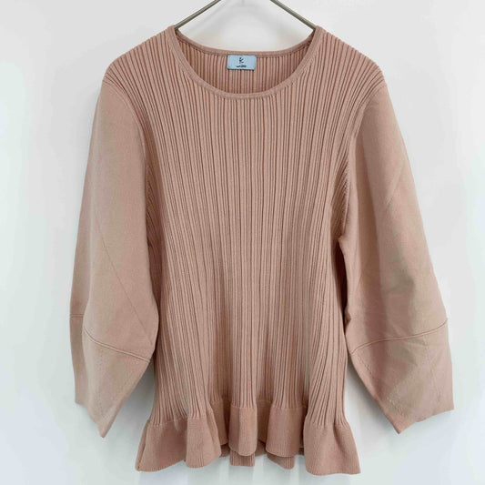 組曲　クミキョク　くすみピンクベージュ　リブ　7分丈　 レディース ニット/セーター