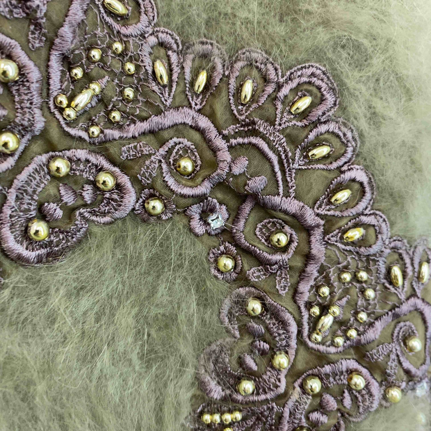 レディース ニット/セーター モヘア調 ビーズ装飾 ブラウン系