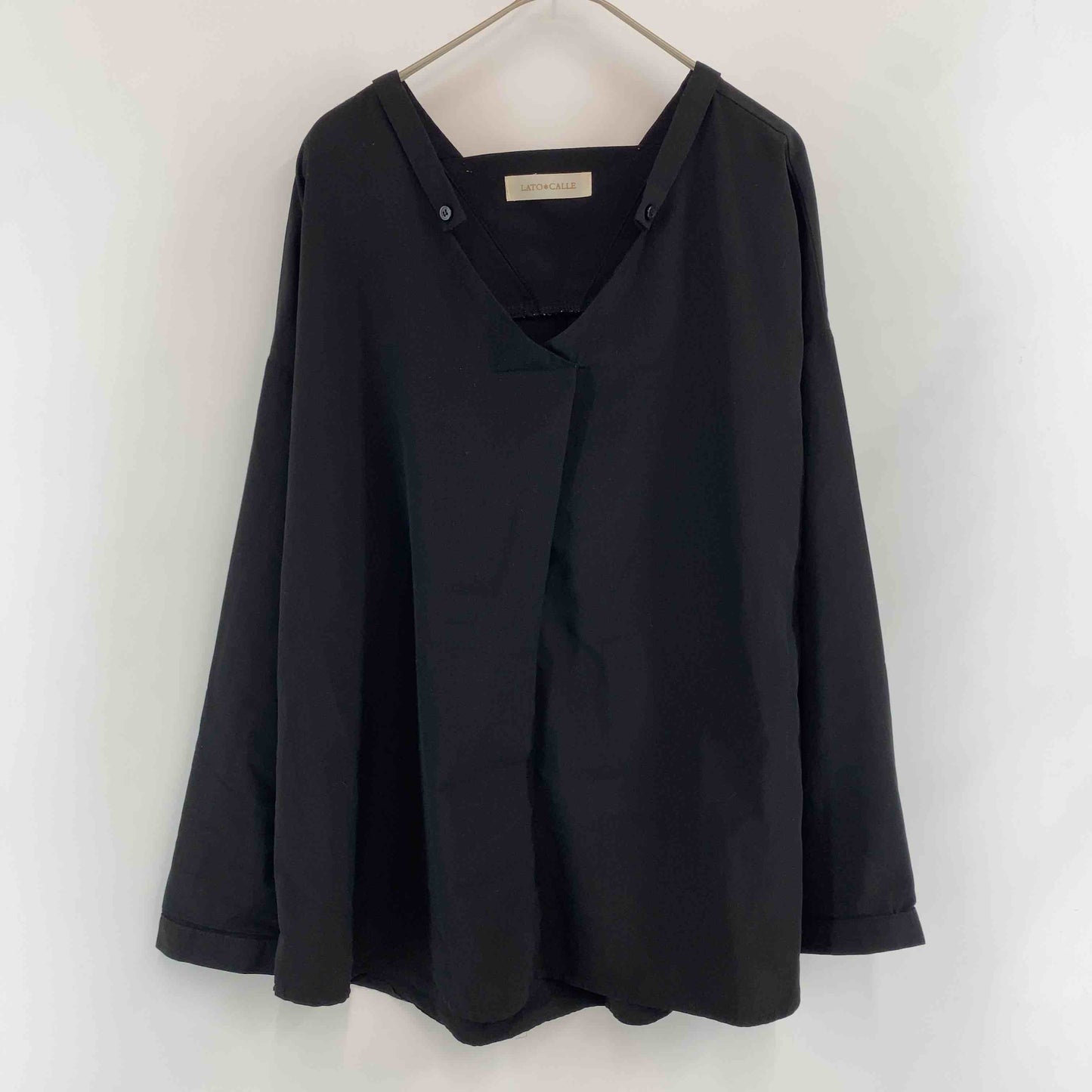 LATO＊CALLE ラトカーレ レディース 長袖シャツ/ブラウス ブラック ノーカラーシャツ