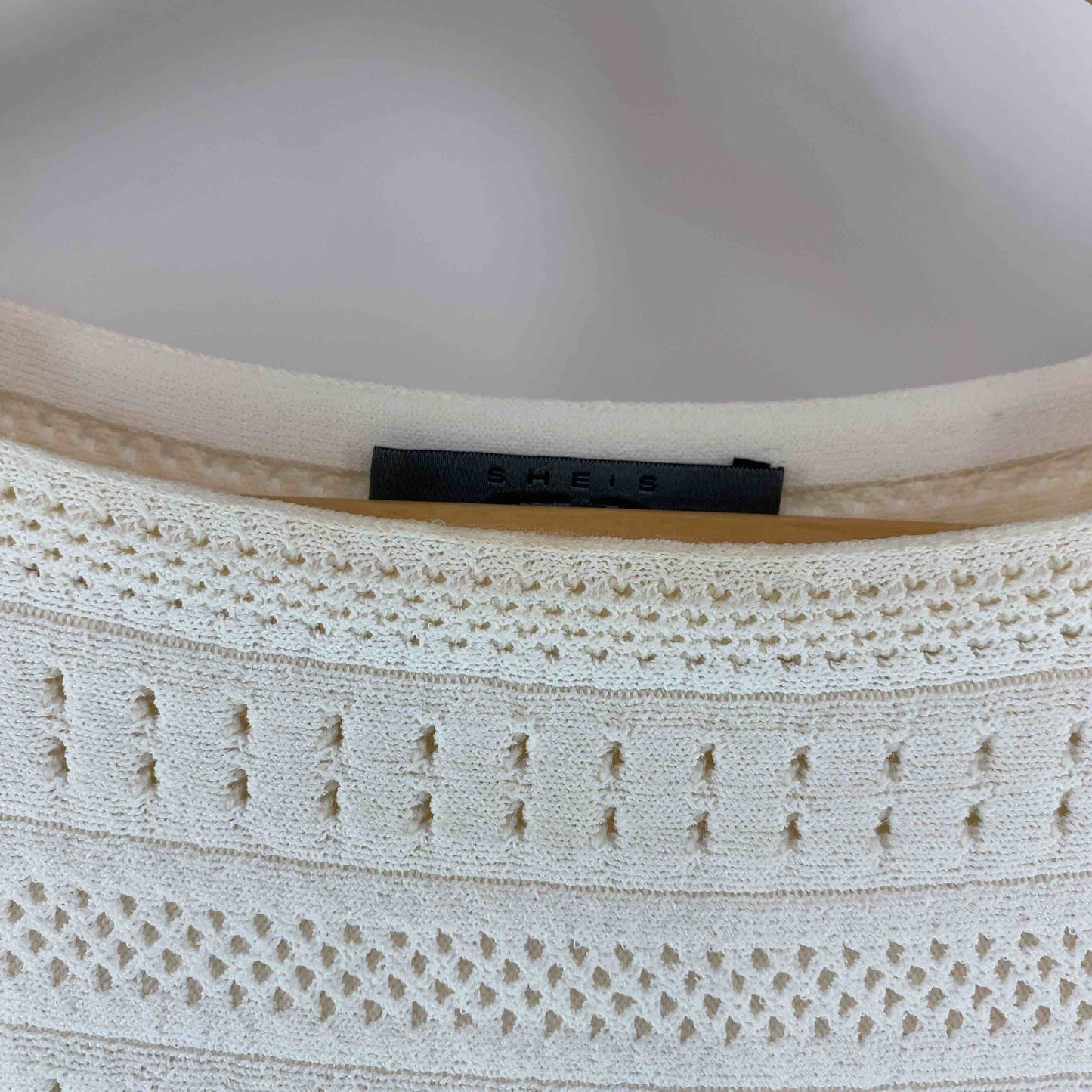 SHEIS SO  レディース イタリア製 ノーカラージャケット セットアップ ノースリーブワンピース ニット 白