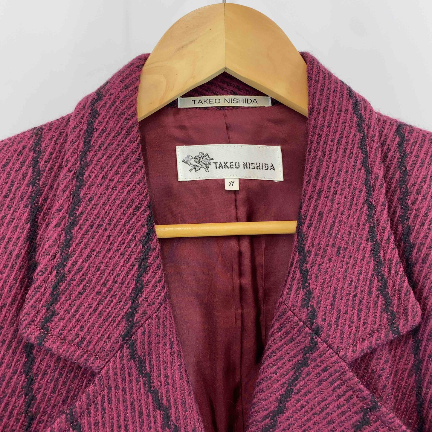 TAKEO NISHIDA タケオニシダ レッド系 ストライプ レディース テーラードジャケット