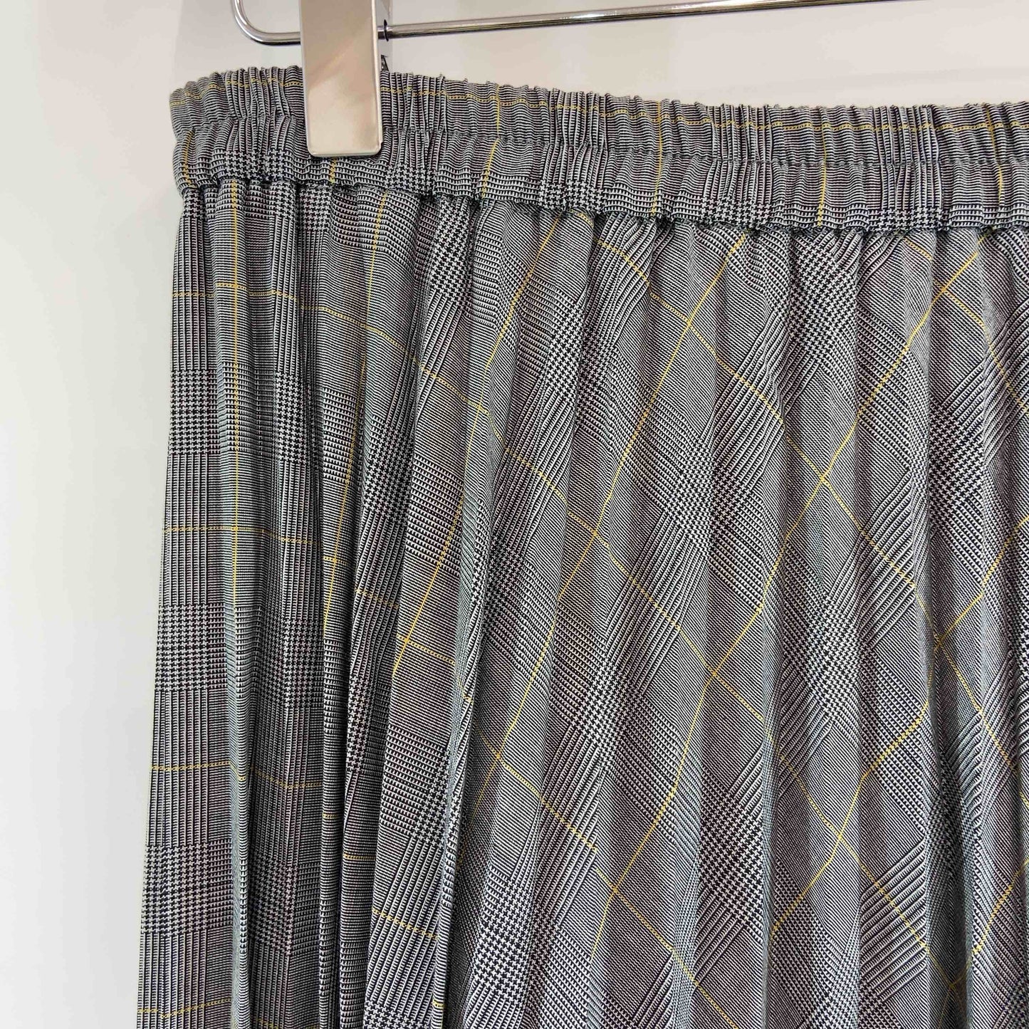 UNIQLO ユニクロ グレー チェック柄 プリーツスカート ウエストゴム レディース ロングスカート