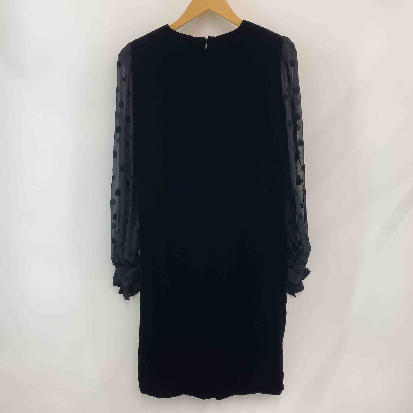 銀座和光 WAKO レディース 長袖ワンピース　ベロア素材　水玉　袖シルク100%　黒