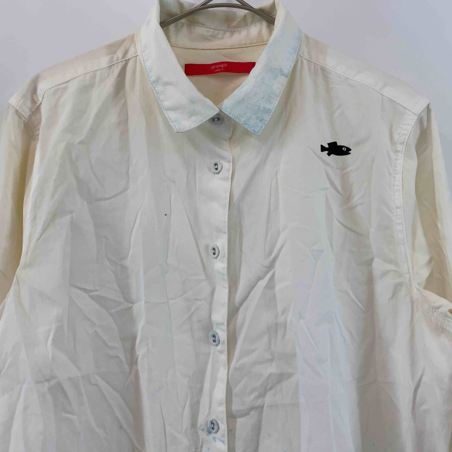 groniph グラニフ レディース シャツワンピース 裾プリント オフ