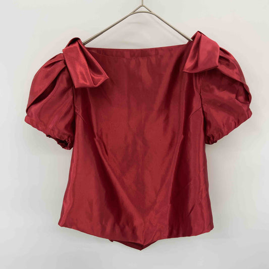 レディース アンサンブル フラダンス パウスカート セットアップ ブラウス レッド サテン リボン