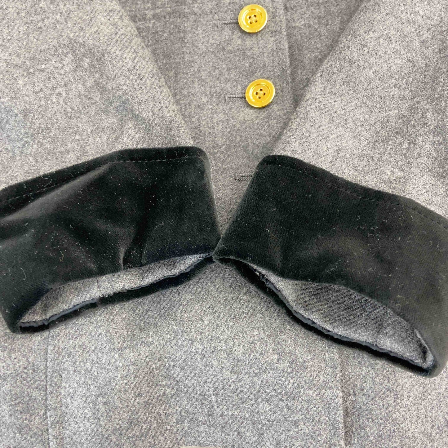 miss ashida ミスアシダ レディース テーラードジャケット グレー ウール 襟・カフスベロア