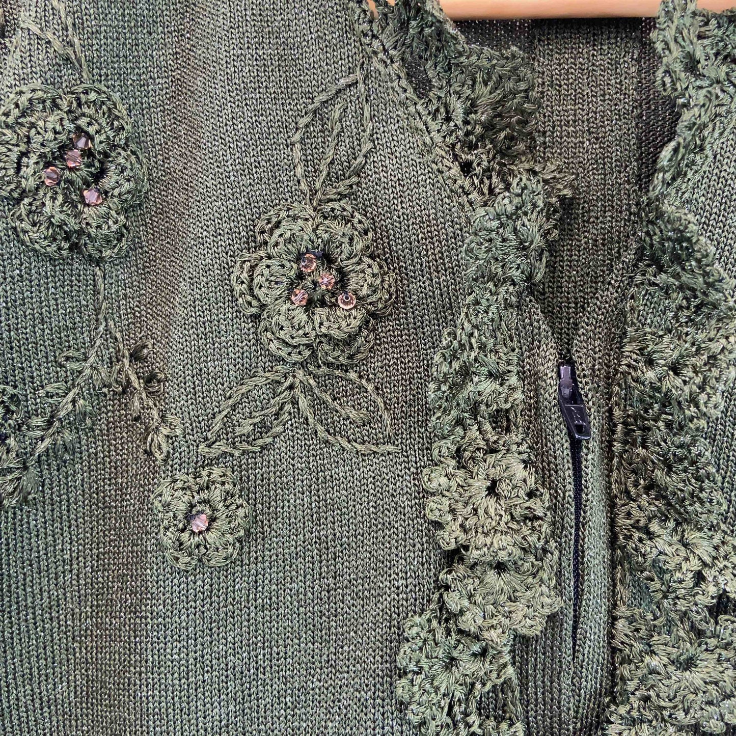 斎藤都世子 サイトウ トヨコ レディース カーディガン グリーン 花柄 Vネック