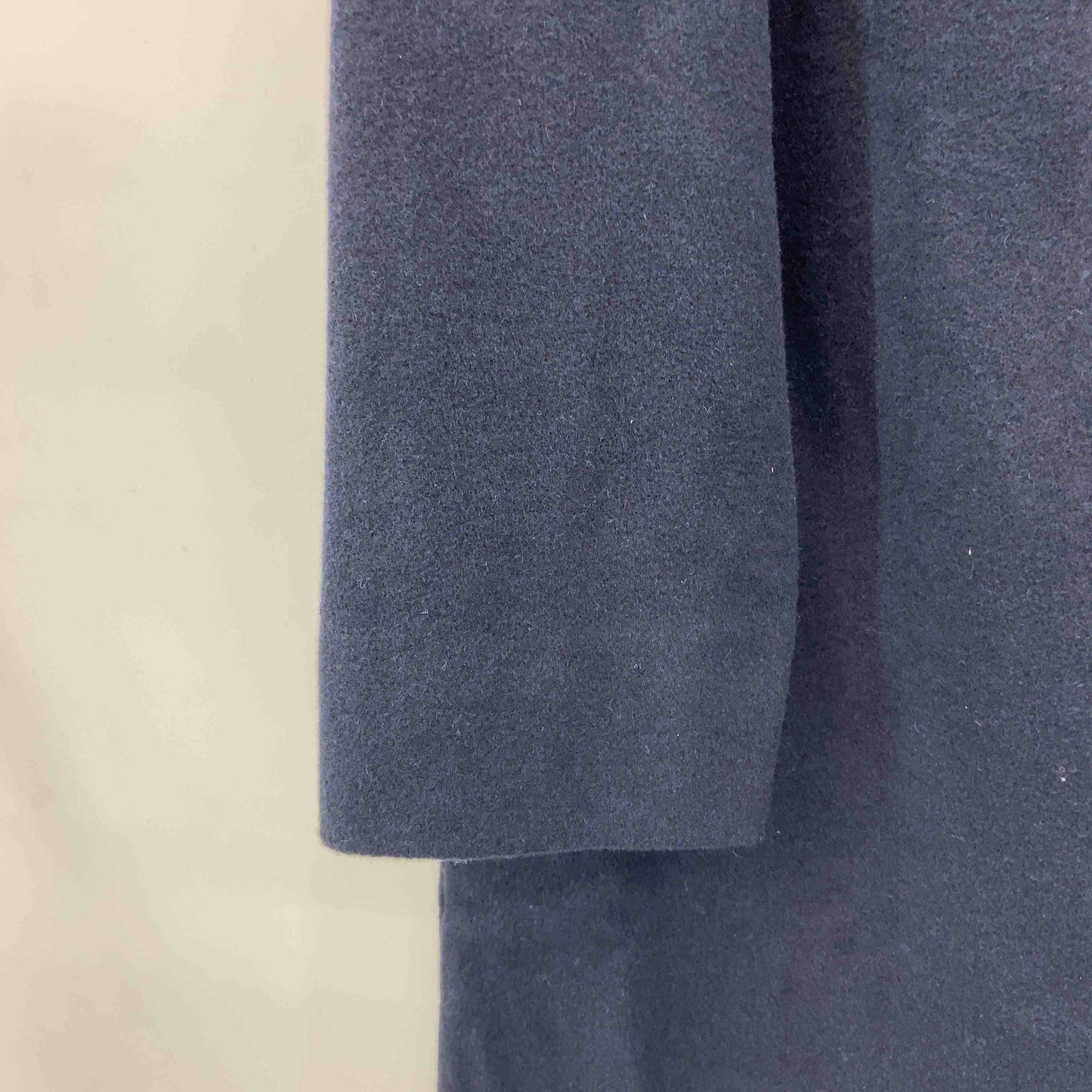 レディース ノーカラージャケット ロングコート ネイビー