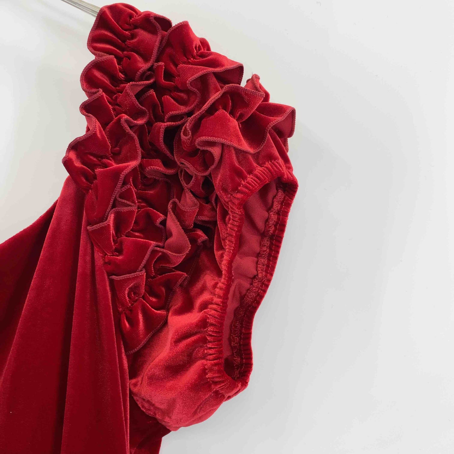 Aloha Emika アロハエミカ レディース ワンピース ベロア 赤 フリル フラダンス ハワイアン ドレス