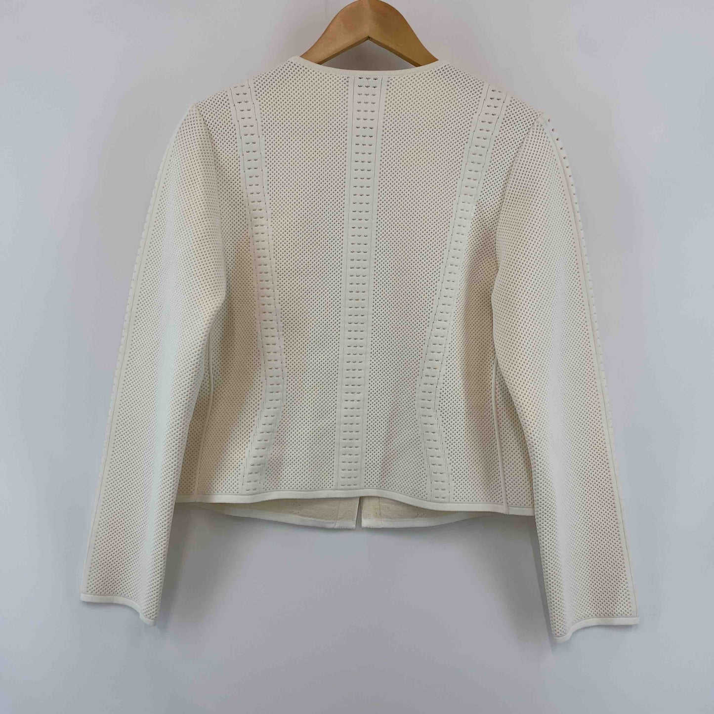 SHEIS SO  レディース イタリア製 ノーカラージャケット セットアップ ノースリーブワンピース ニット 白