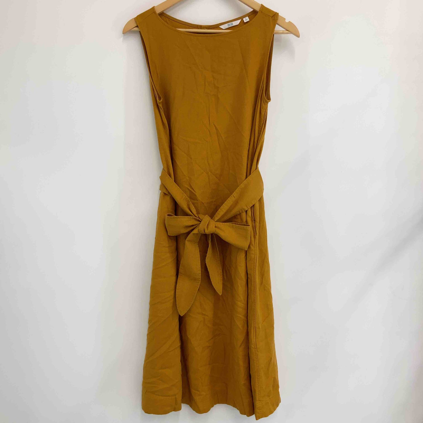 UNIQLO ユニクロ レディース ノースリーブワンピース マスタードイエロー 麻混