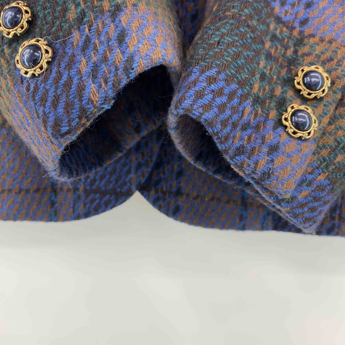 Dolly love  レディース セットアップ ノーカラージャケット タイトスカート チェック柄 ブルーグリーン系