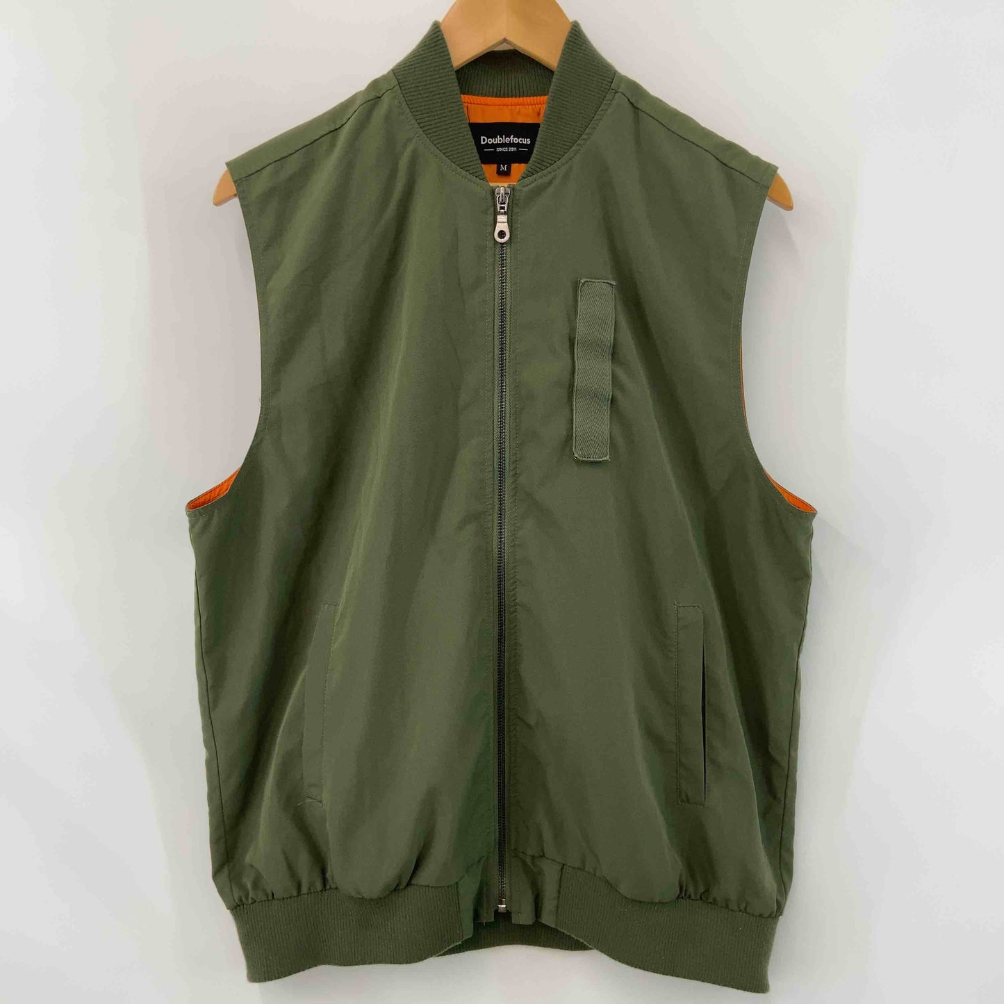 Doublefocus メンズ ベスト 緑 ミリタリー MA-1