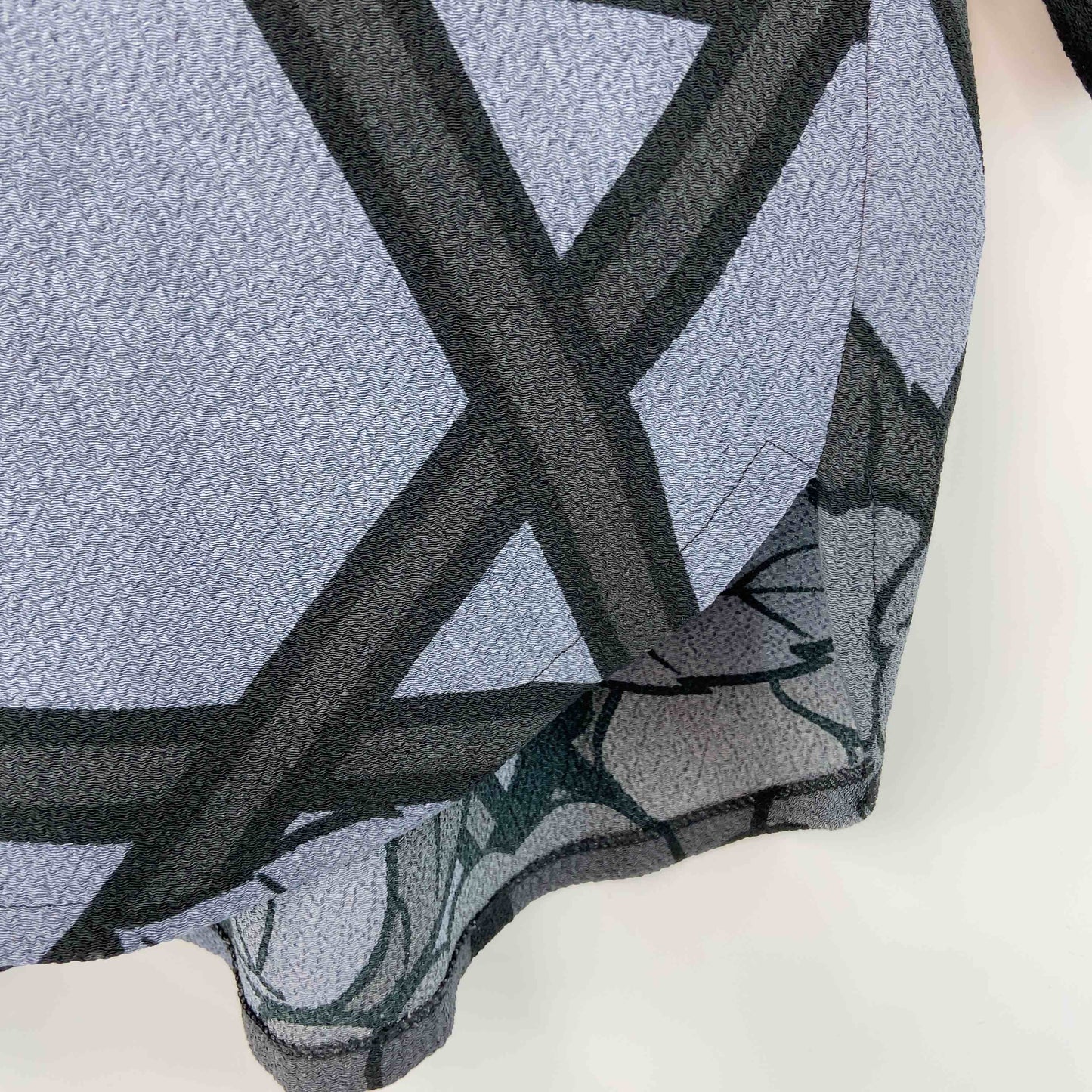 詩仙堂 BY HITOSHI シセンドウ  レディース 長袖シャツ ちりめんブラウス　花柄　ブルー