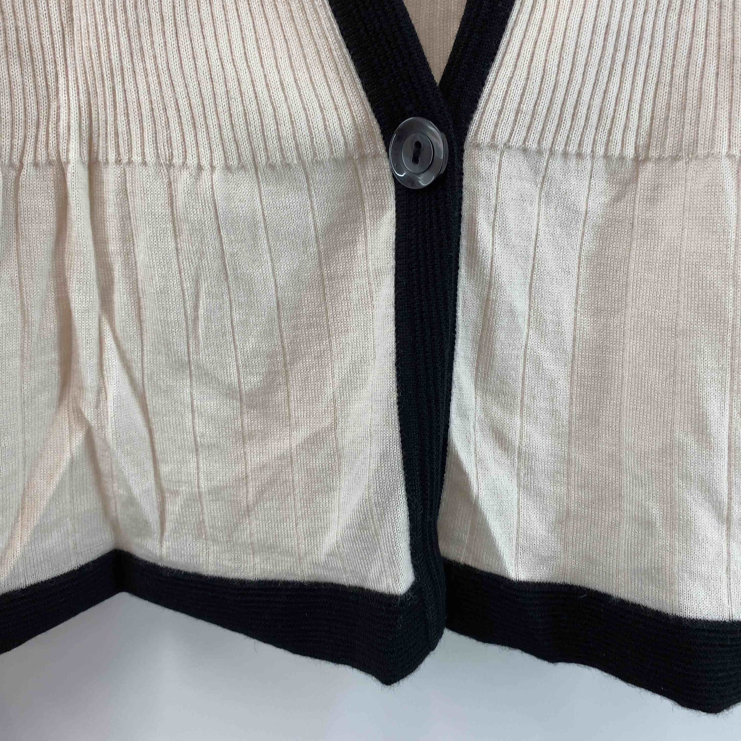 自由区 ジユウク レディース カーディガン　毛混　リブ　バイカラー　ベージュ系