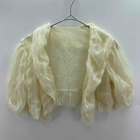 ASHILL レディース ボレロ カーディガン チュール レース スパンコール　生成り色　9Rサイズ