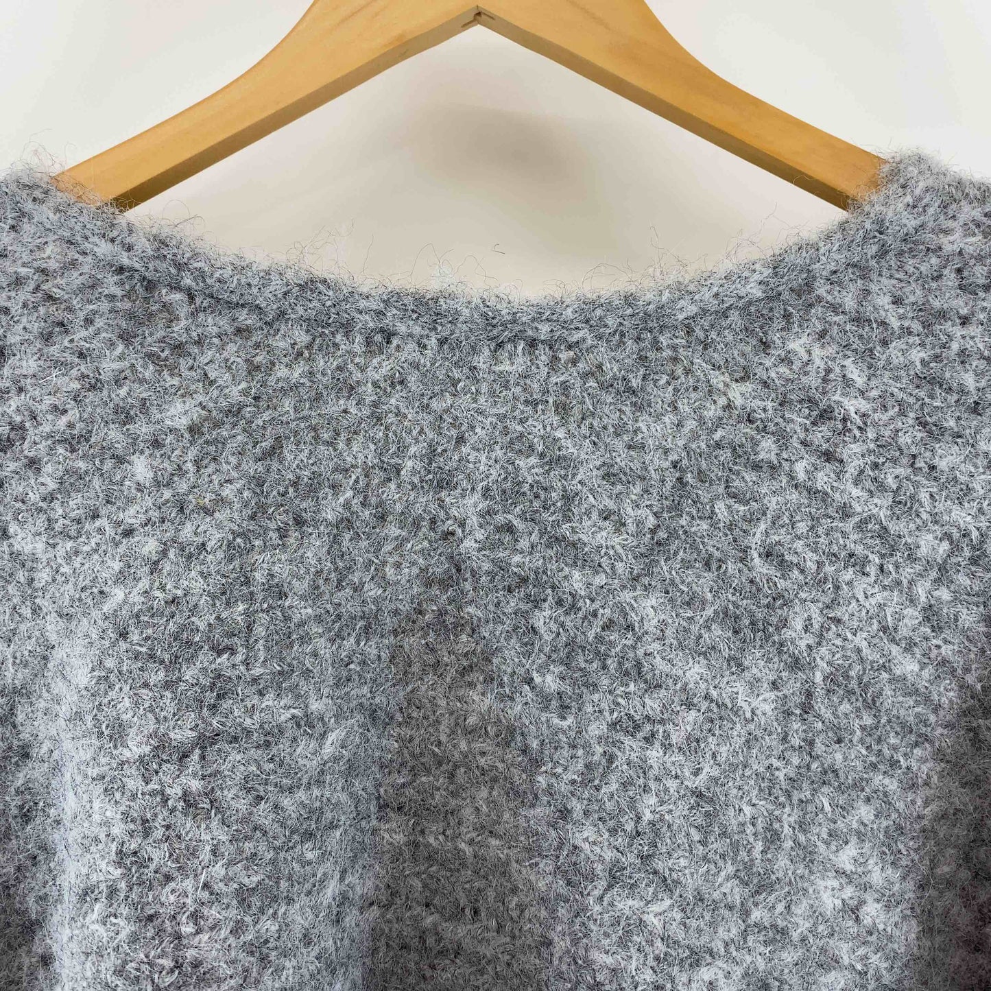 レディース ニット グレー ショート丈 カシュクール風