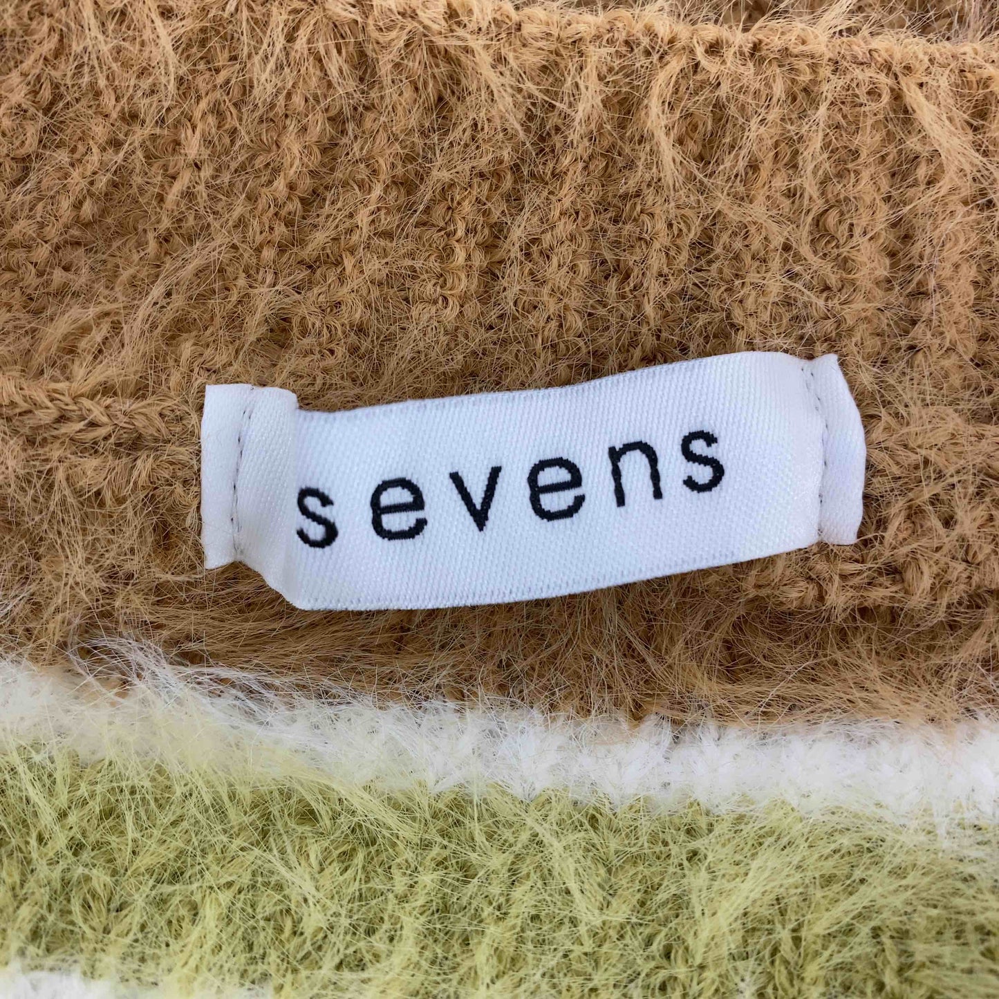 sevens  レディース カーディガン シャギーニット ボーダー ブラウン ショート丈