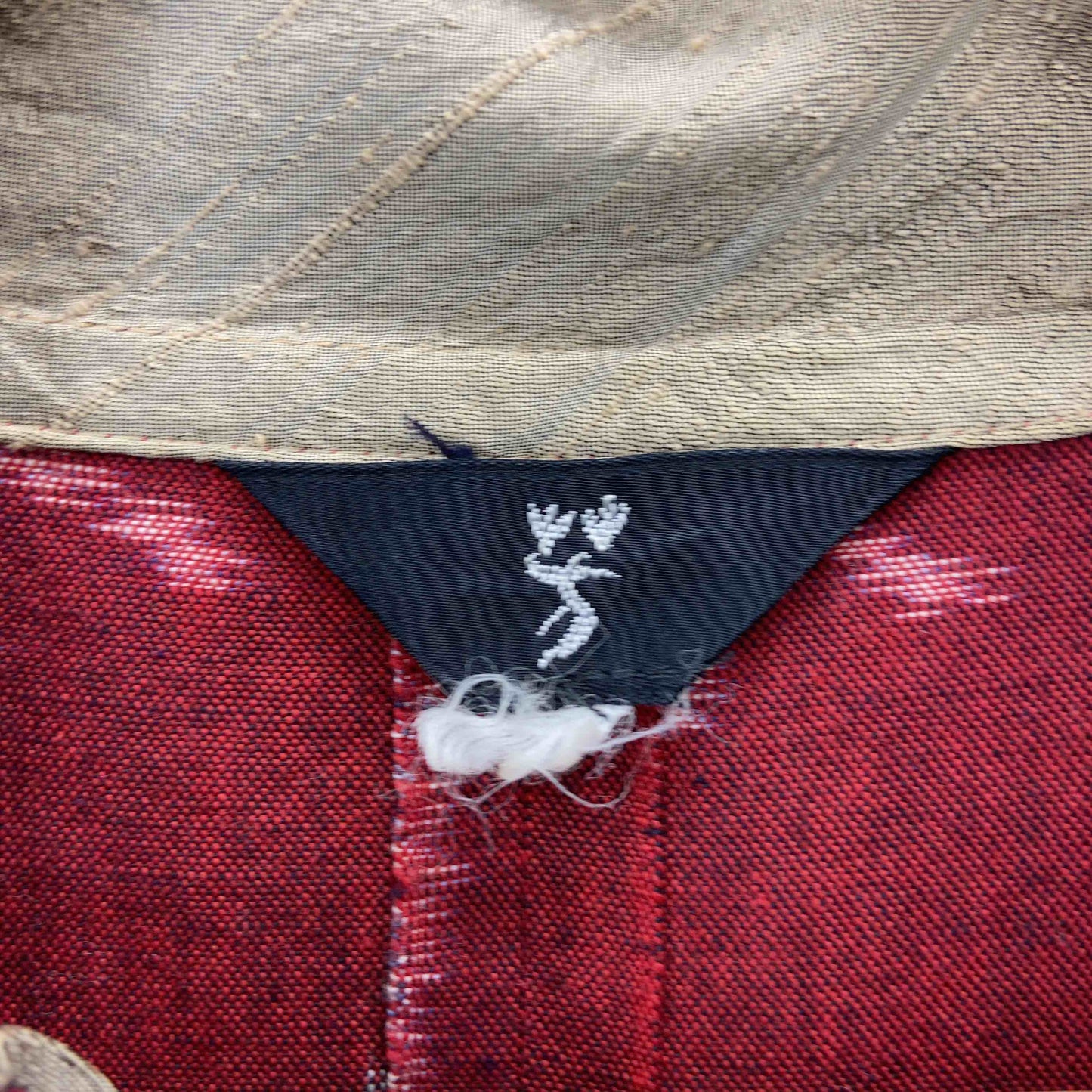 レディース 五分袖ワンピース ロングワンピース 絣(かすり)模様 赤