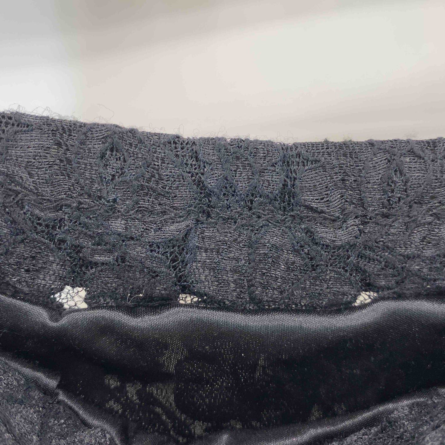 レディース ロングスカート　レース素材　リボン　ブラック