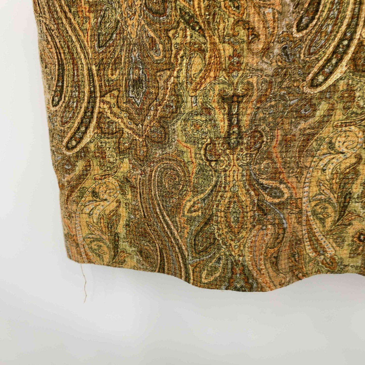 レディース ロングスカート ペイズリー柄 キャメル系 ウエストリボン