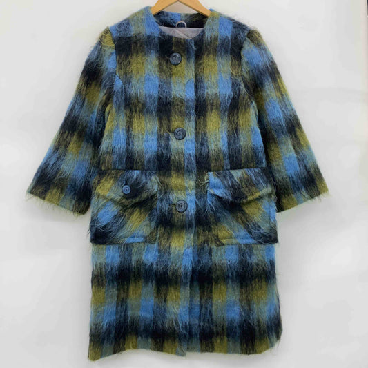 レディース ノーカラージャケット チェック　準毛製品　裏地　ポケット