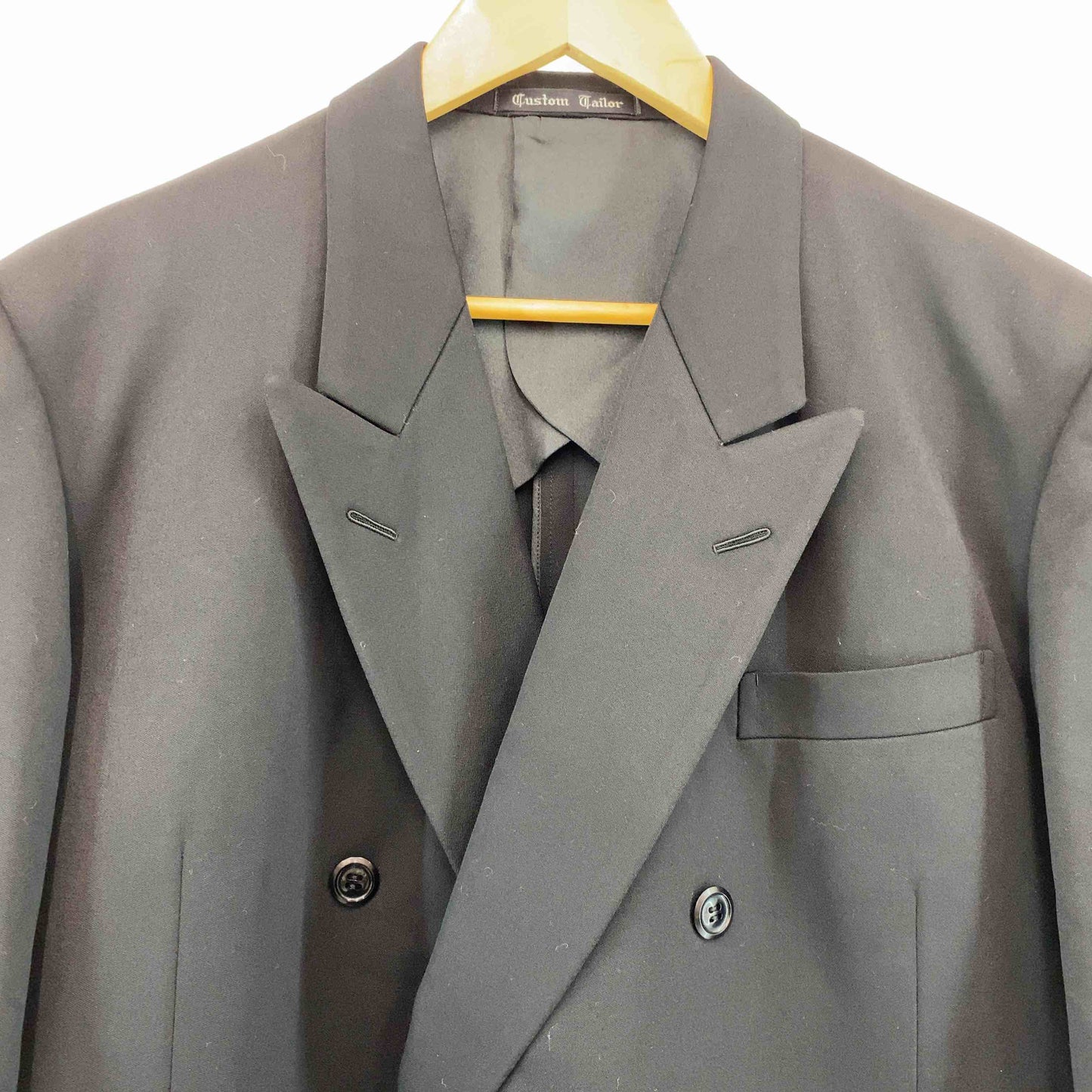 Custom Tailor メンズ テーラードジャケット 黒 ダブルボタン