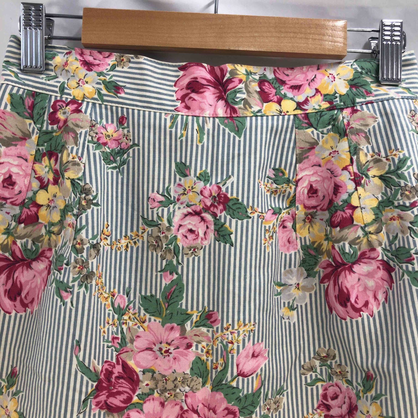 NILE PERCH ナイルパーチ レディース ひざ丈スカート グレー 花柄ストライプ tk