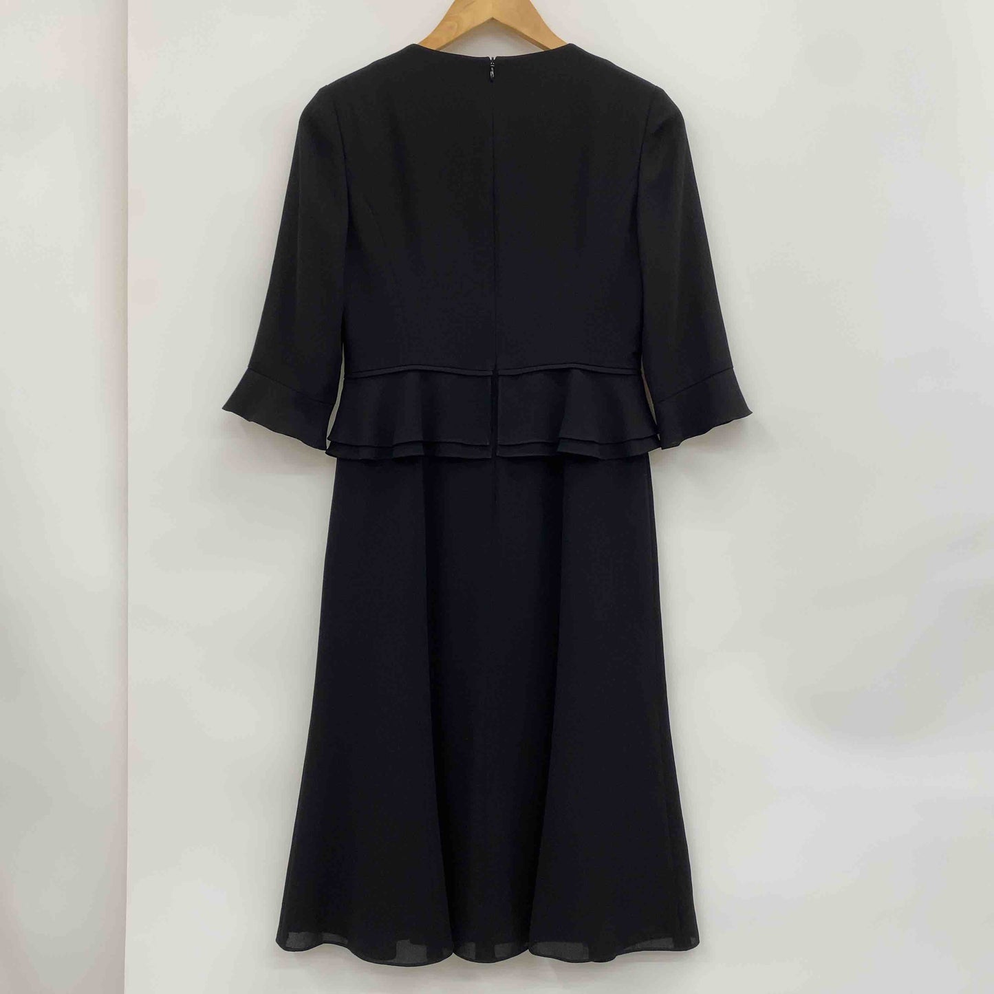 東京ソワール LILYBURN リリーバーン ブラック フォーマル ウエスト切替 リボン レディース 長袖ワンピース