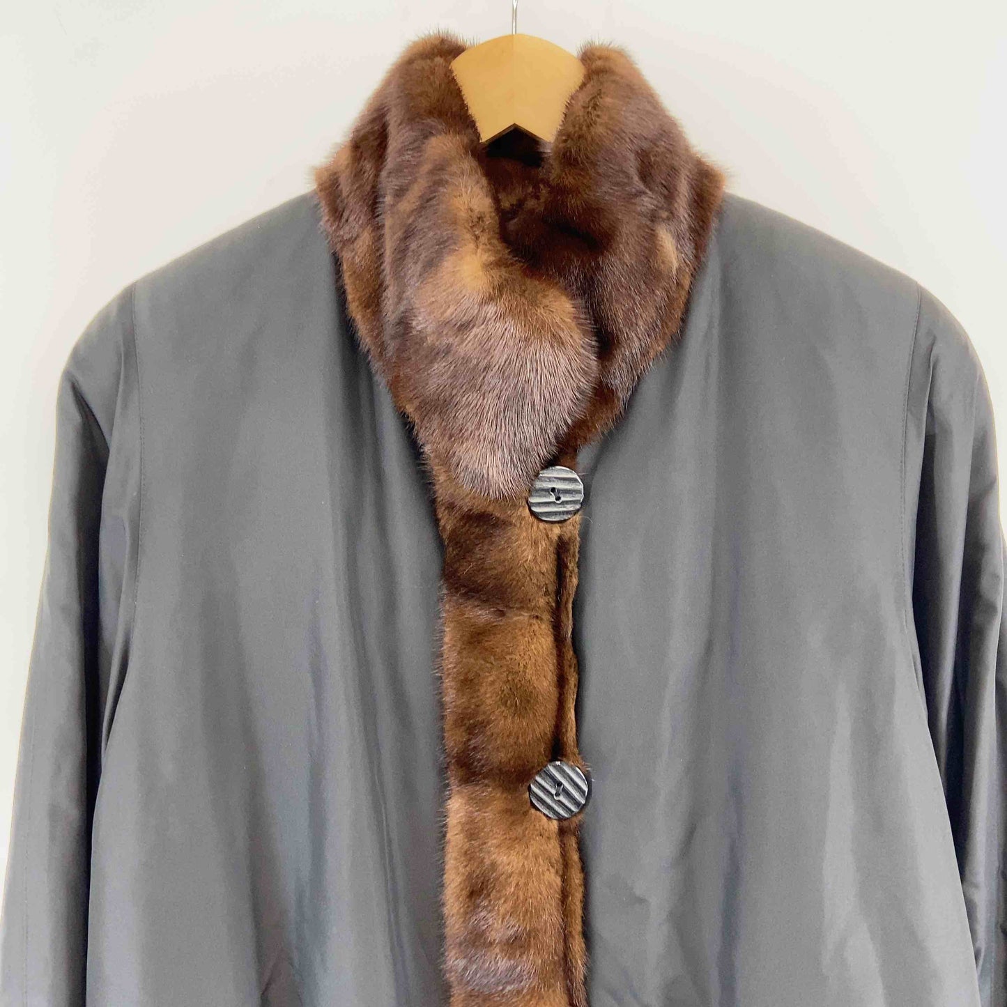 レディース 毛皮 ファーコート リバーシブル 茶色 黒 スタンドカラー