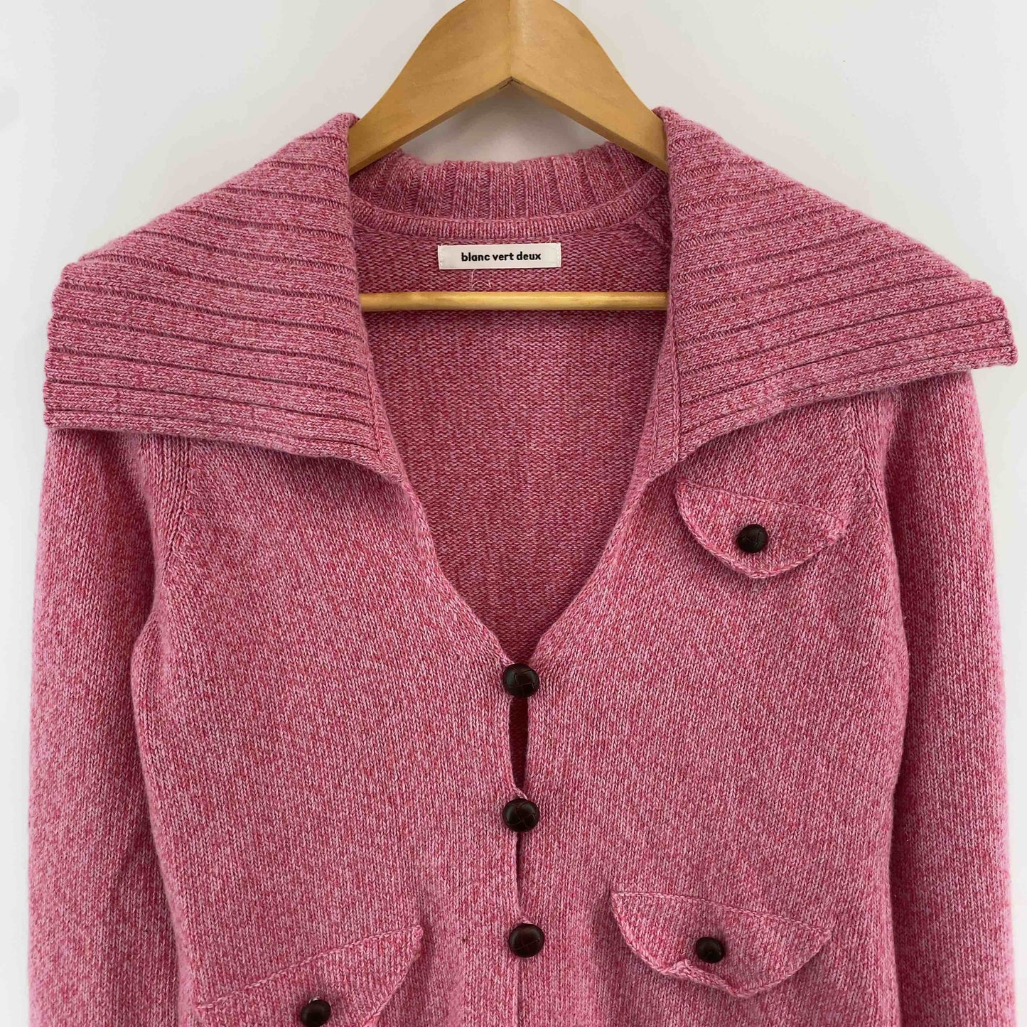 blanc vert deux  レディース カーディガン カシミヤ混 ピンクMIX
