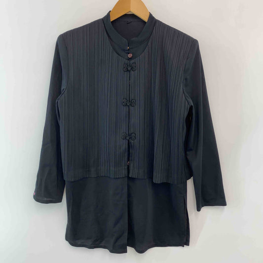 レディース 長袖シャツ　ブラウス　カジュアルパンツ　セットアップ　プリーツ　黒