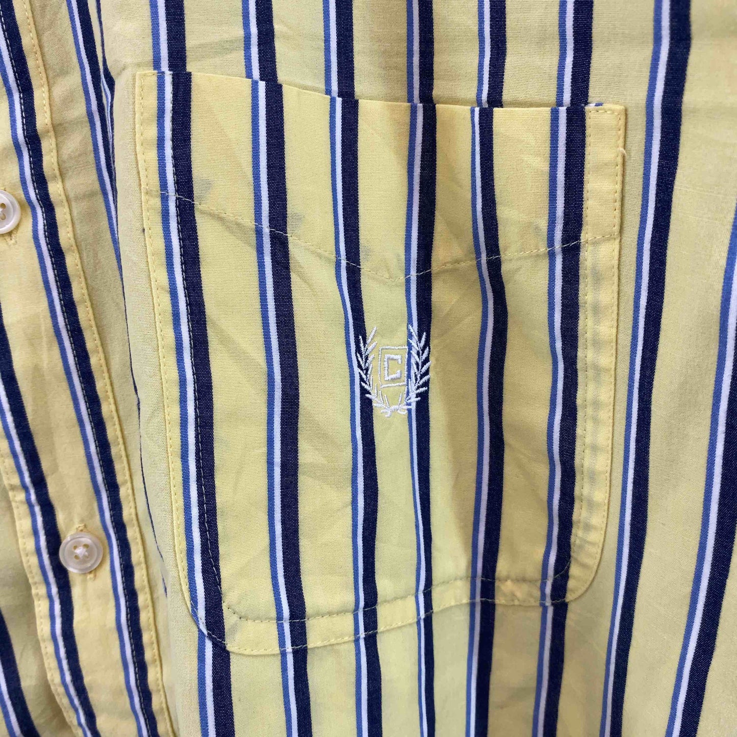 CHAPS RALPH LAUREN チャップスラルフローレン メンズ 長袖シャツ　ボタンダウン　ストライプ　ロゴ刺繍　イエロー