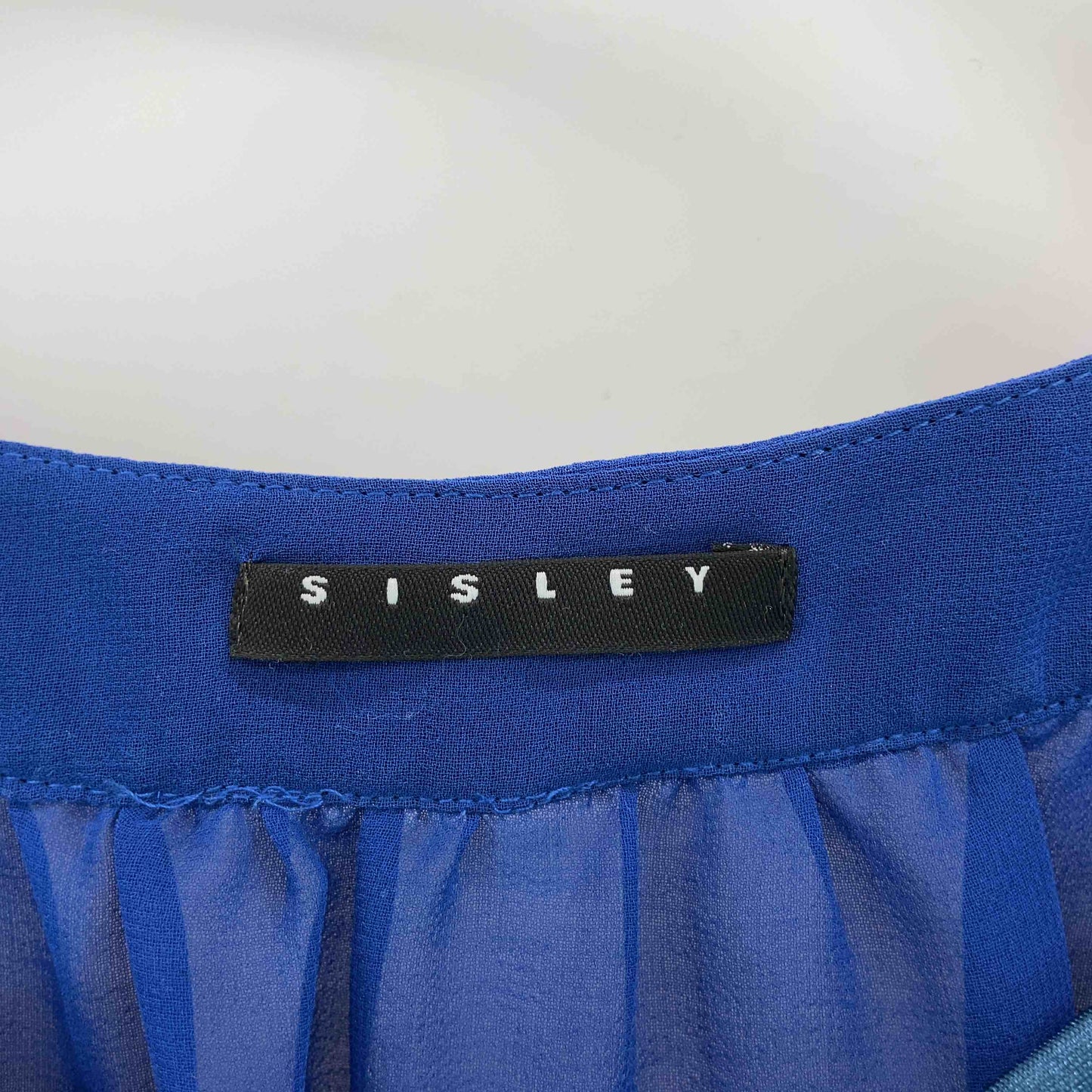 SISLEY シスレー レディース ノースリーブワンピース キャミ付き ロイヤルブルー シフォン ひざ丈
