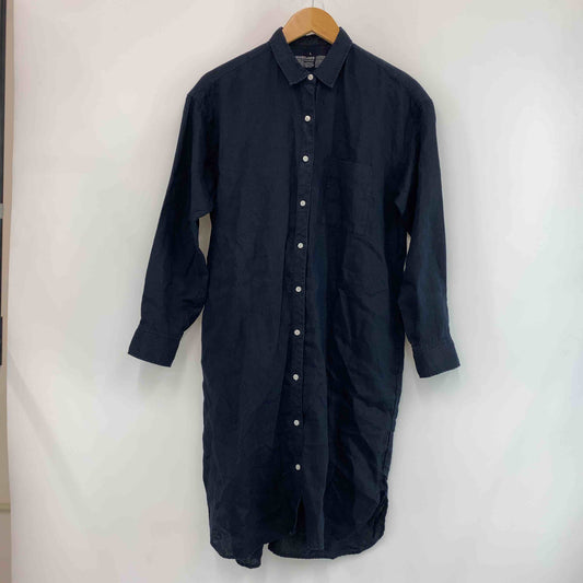 無印良品 ムジルシリョウヒン レディース シャツワンピース リネン100% ネイビー ロングワンピース