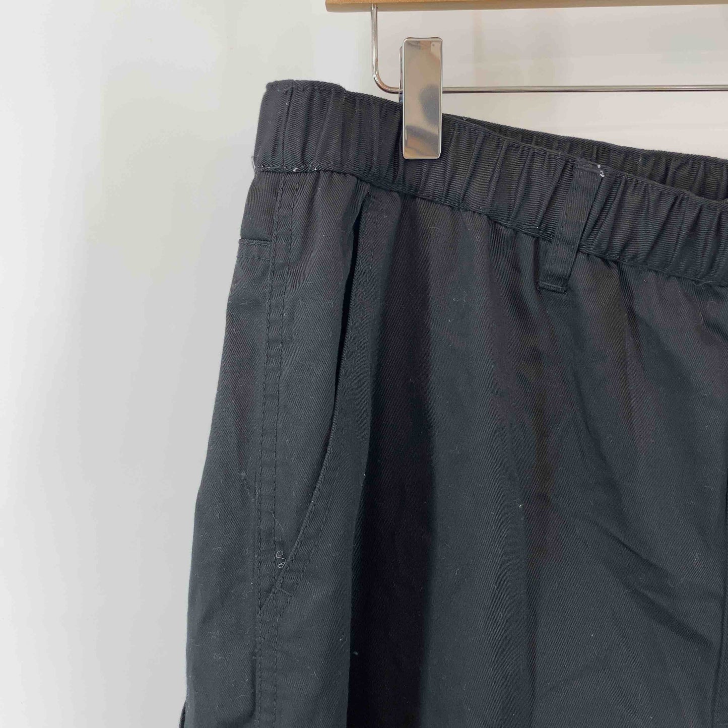 メンズ カーゴパンツ 黒 綿 ポリエステル混