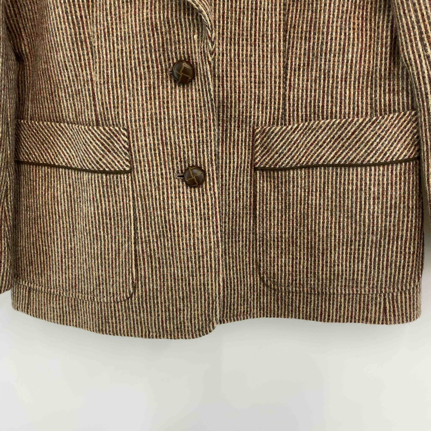 レディース テーラードジャケット ウール100％ セットアップ スカート チェック柄