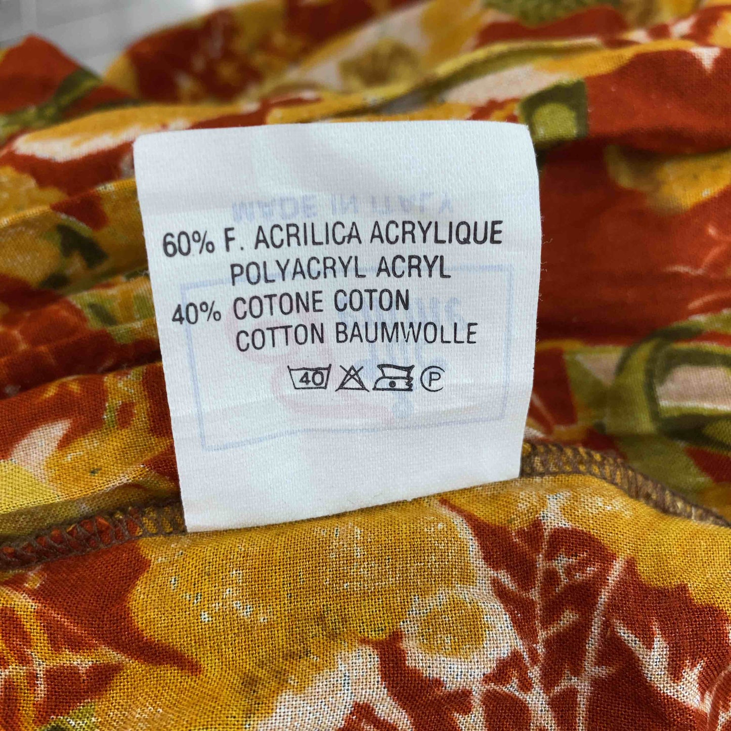 Frac emme 茶色　赤　花柄　ドッキングワンピ　イタリア製　  レディース 長袖ワンピース　ロング丈