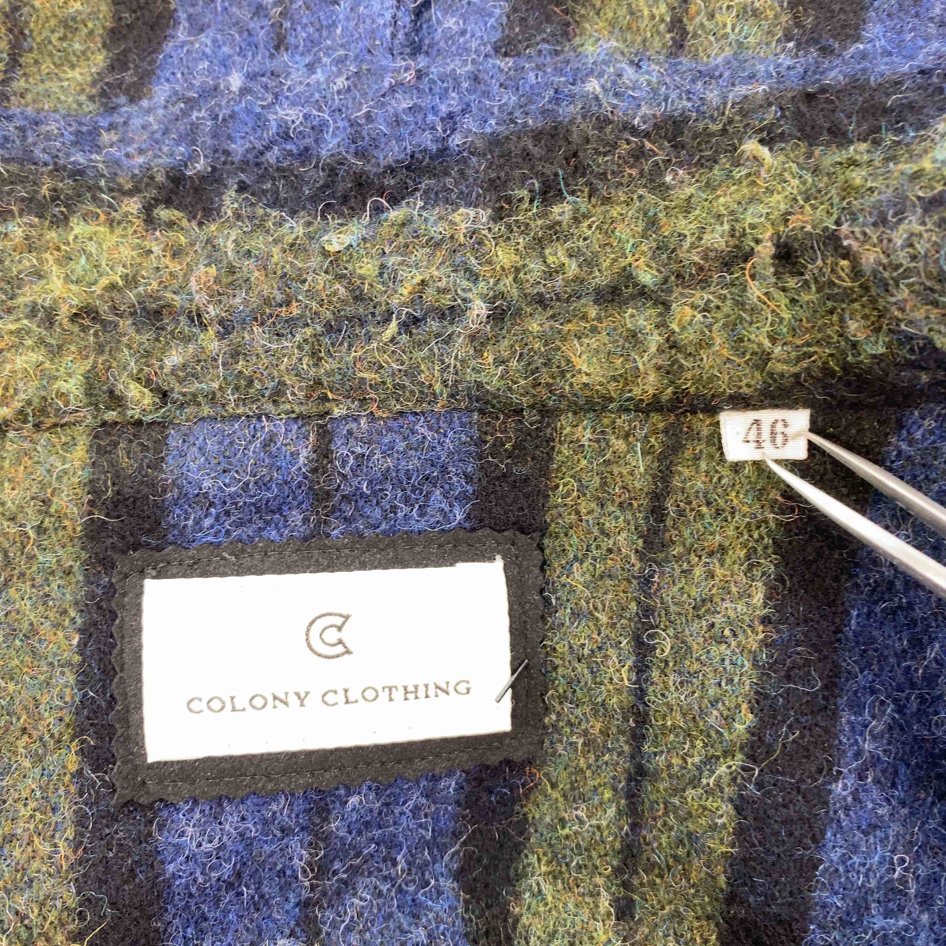 COLONY CLOTHING コロニークロージング メンズ ジャケット Caccioppoli製ウール ネイビー/グリーンチェック サイズ