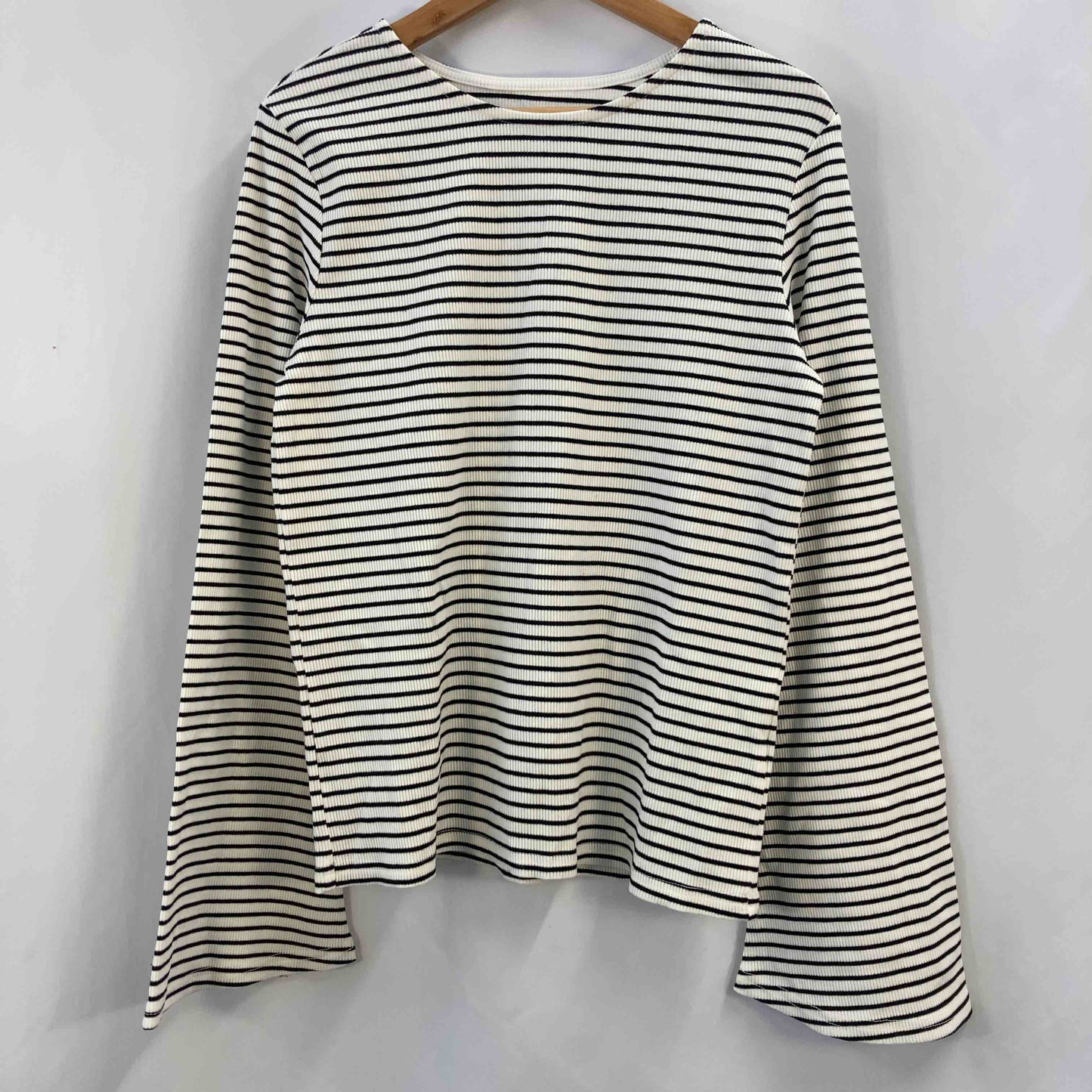 Re:EDIT リエディ レディース Tシャツ（長袖） 白黒ストライプ tk