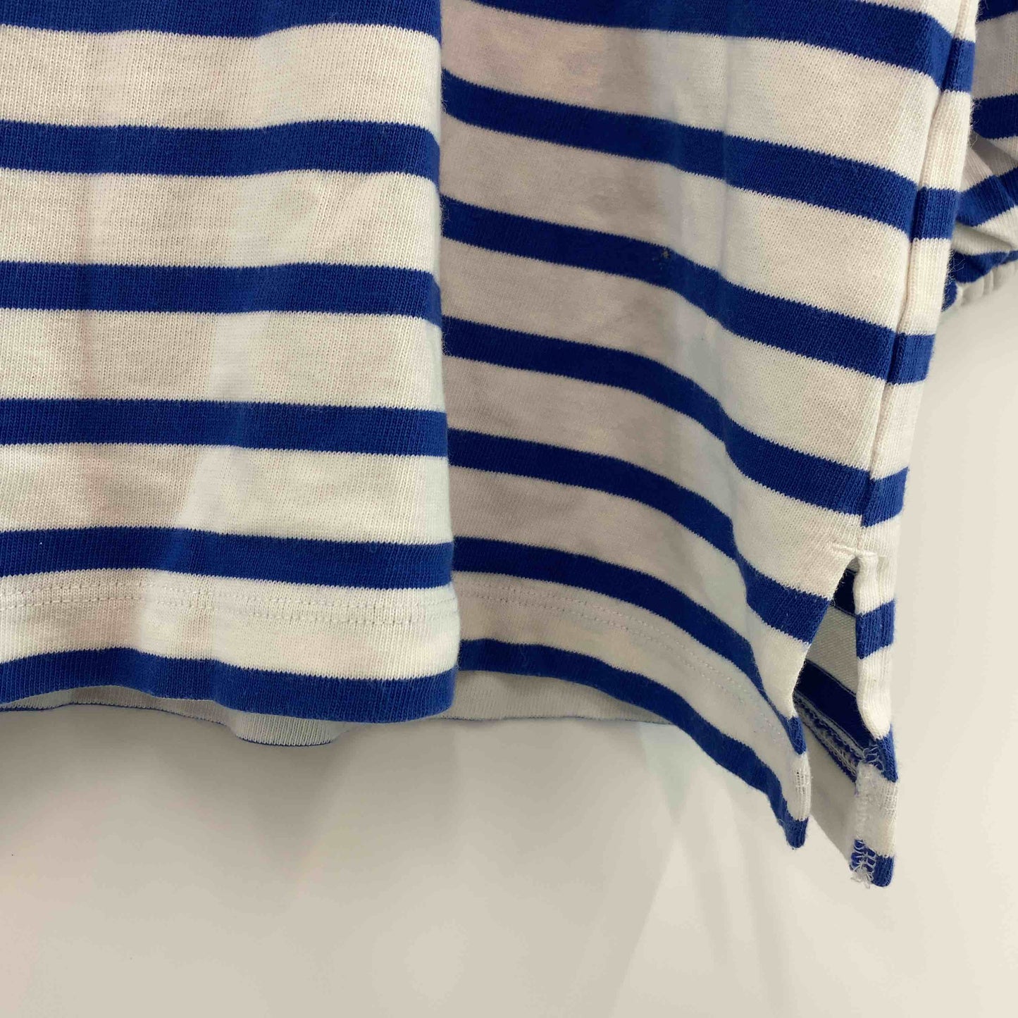 niko and... ニコアンド レディース カットソー長袖 ボーダー オフ×ブルー ボリュームスリーブ