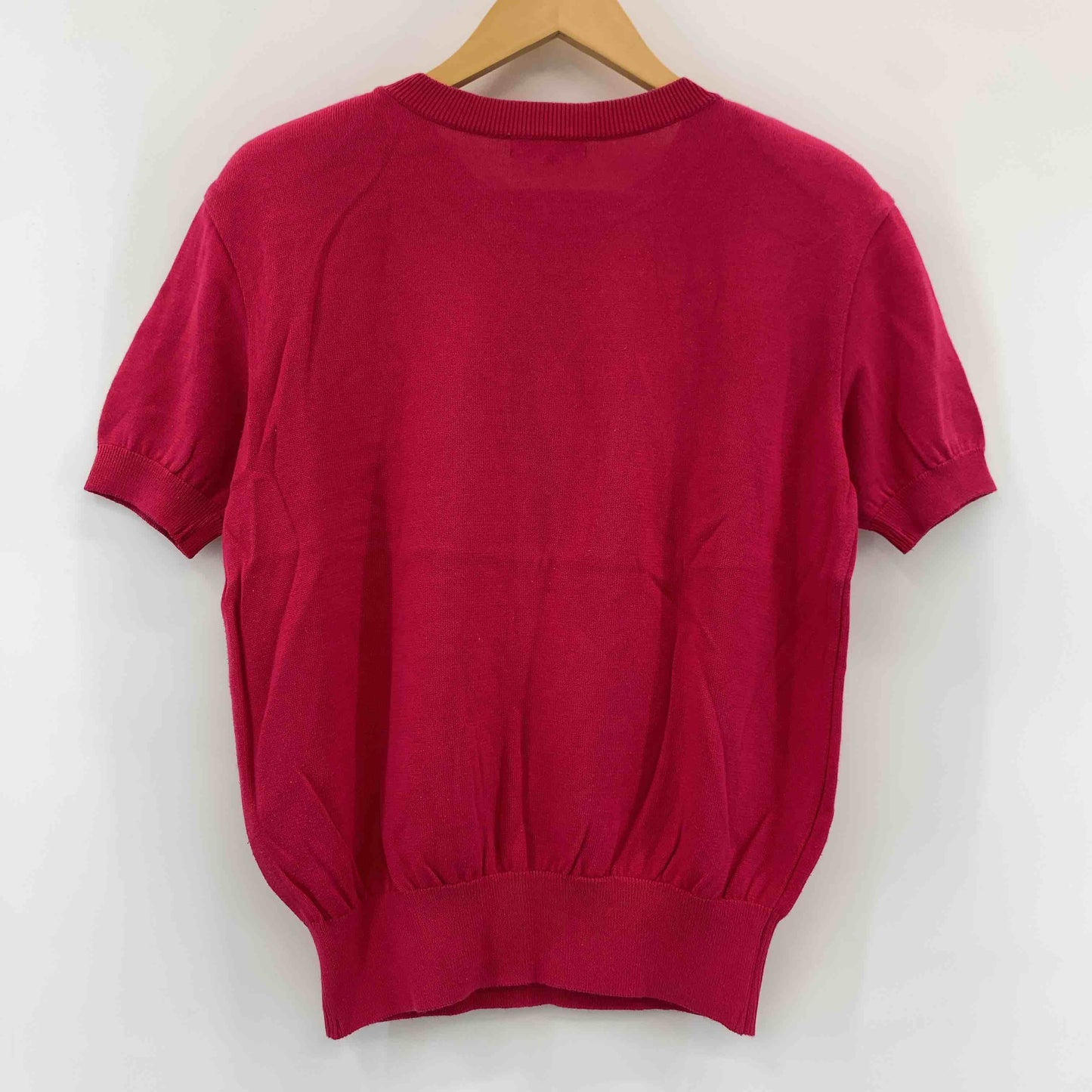 DONNAMADONNA ピンク 香水デザイン 刺繍 半袖ニット Ｕネック レディース ニット/セーター