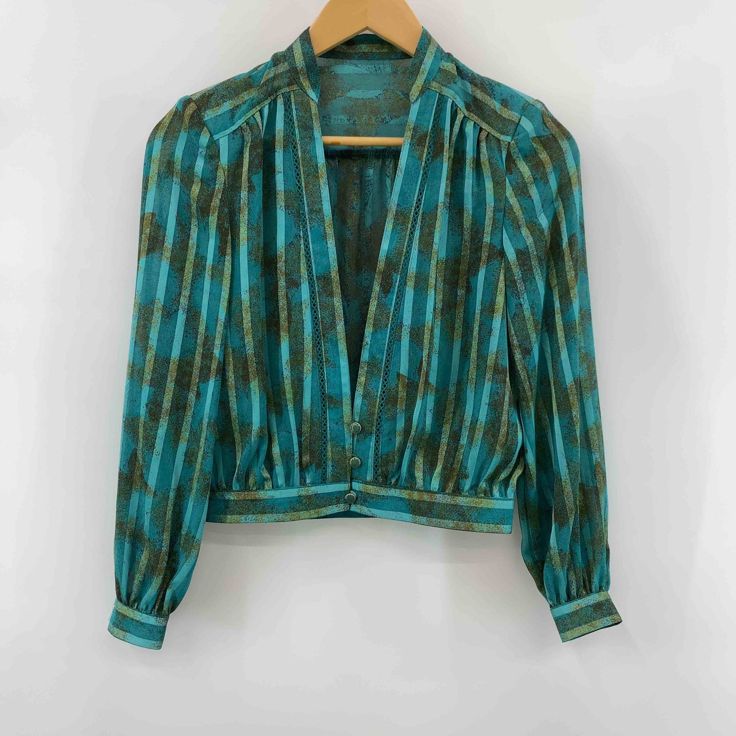 東京スタイル　ビンテージ　昭和レトロ　グリーン　ストライプ　その他  レディース 半袖ワンピースとブラウスのセットアップ