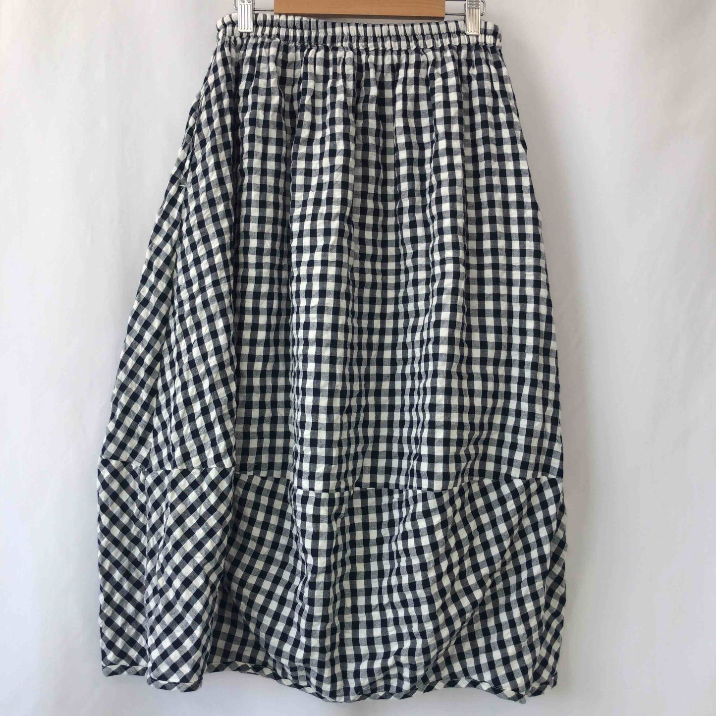 日本アパレル・ファッション産業協会 レディース ロングフレアスカート 白黒 チェック tk