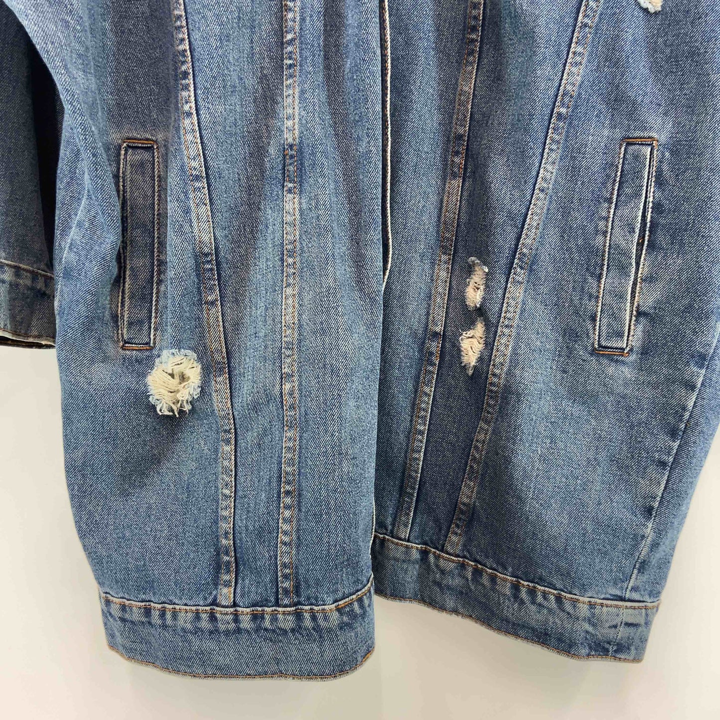 Bershka ベルシュカ メンズ Gジャン/デニムジャケット ダメージ加工 ブルーデニム