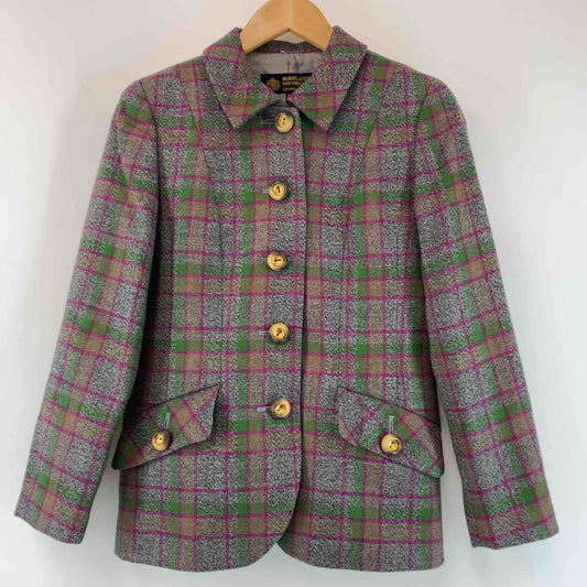 HARDY AMIES BOUTIQUE ハーディエイミス レディース セットアップ ステンカラージャケット タイトスカート チェック柄 グレー